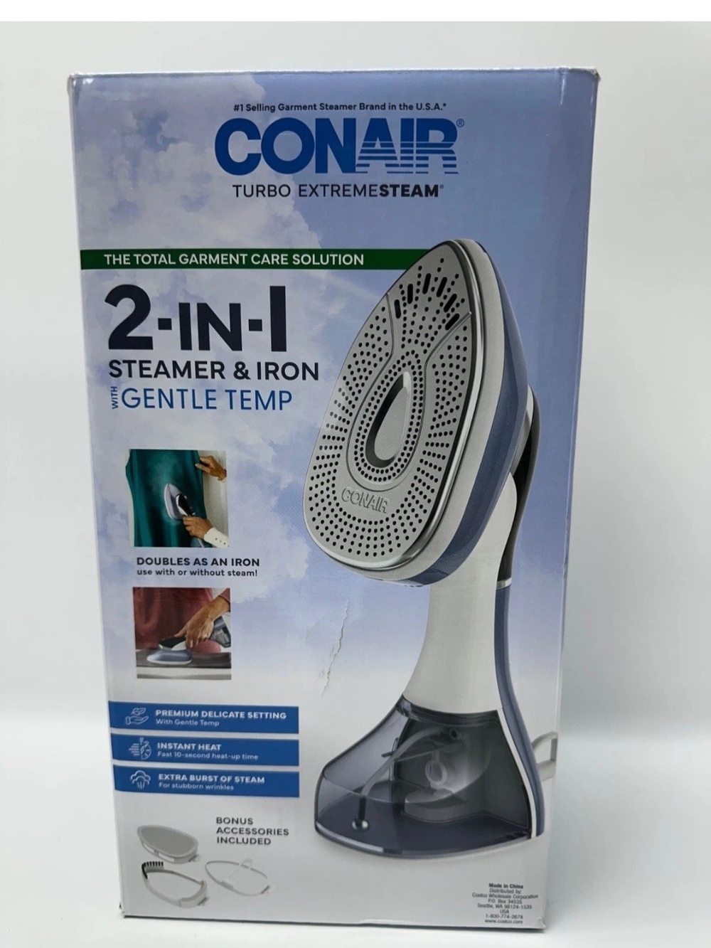 Conair 2-in-1 Turbo ExtremeSteam Steamer & Iron With Attachments Brand New Seale
